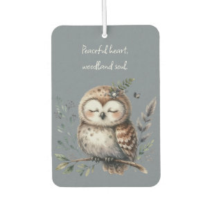 Désodorisant Pour Voiture Chouette à l'aquarelle mignonne avec style boisé f
