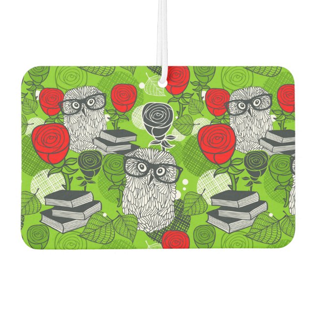 Désodorisant Pour Voiture Chouette en roses rouges (Devant)