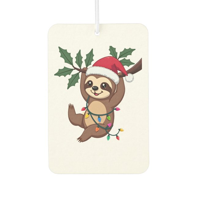 Désodorisant Pour Voiture Christmas Lights Sloth Wearing Xmas Hat - Sloth Lo (Devant)