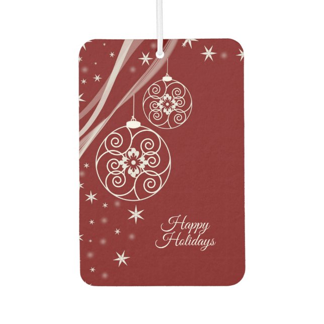 Désodorisant Pour Voiture Christmas Party White Ornaments Stars Red Elegant (Devant)