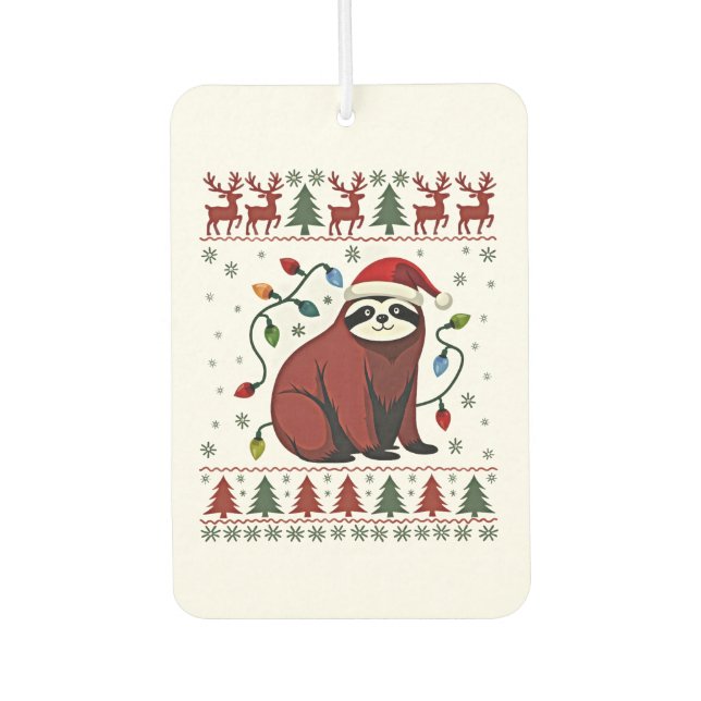 Désodorisant Pour Voiture Christmas Shirt for Sloth Lover Gift Santa Buffalo (Devant)