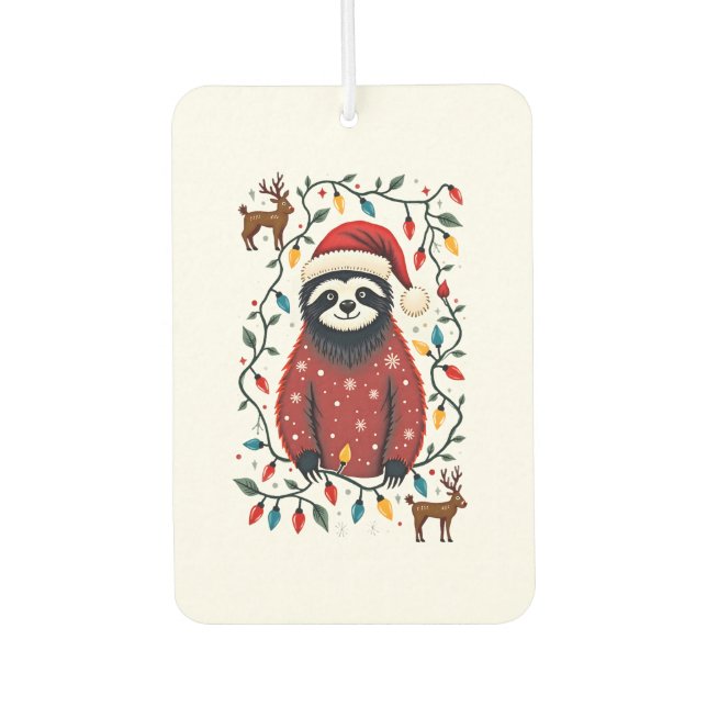 Désodorisant Pour Voiture Christmas Shirt for Sloth Lover Gift Santa Buffalo (Devant)