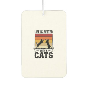 Désodorisant Pour Voiture Citation Chats Vintage Design Rétro Coucher de Sol