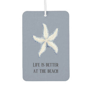 Désodorisant Pour Voiture Citation Étoile de Mer Blanche Bleue de Plage