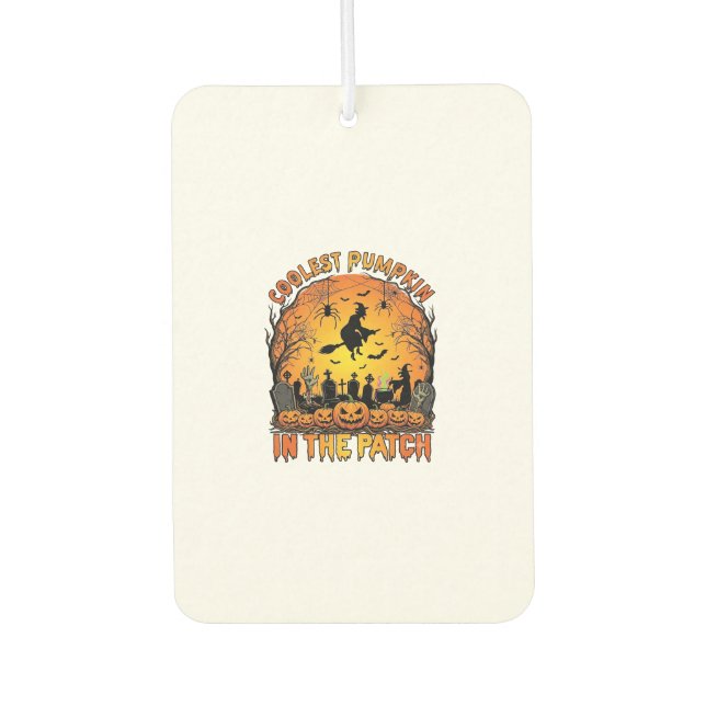 Désodorisant Pour Voiture Citrouille la plus cool Patch Halloween Sorcière A (Devant)