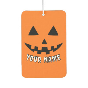 Désodorisant Pour Voiture Citrouille orange personnalisé Halloween Votre Nom
