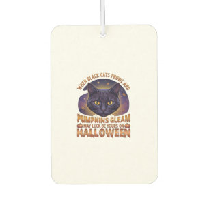 Désodorisant Pour Voiture Citrouilles Éclairent Halloween Chat Noir Feuilles