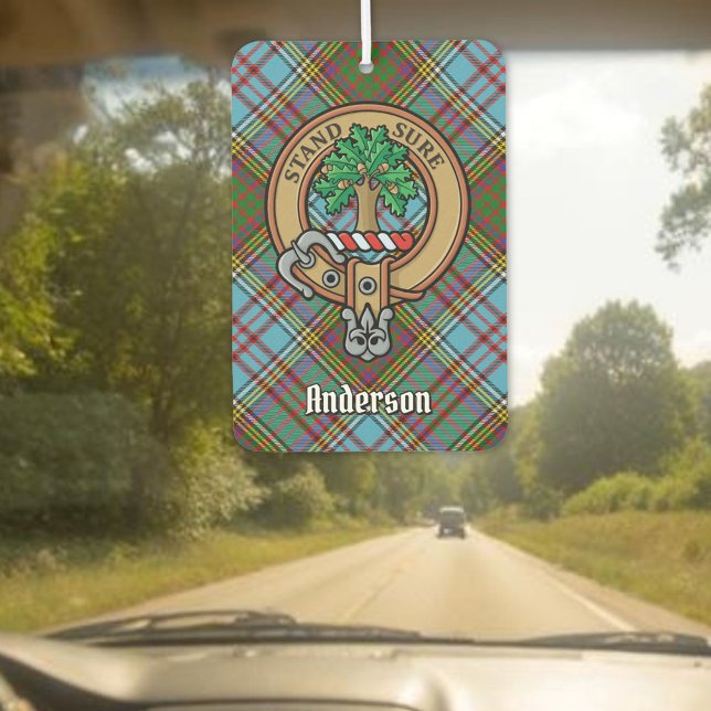 Désodorisant Pour Voiture Clan Anderson Crest sur Tartan (Créateur téléchargé)