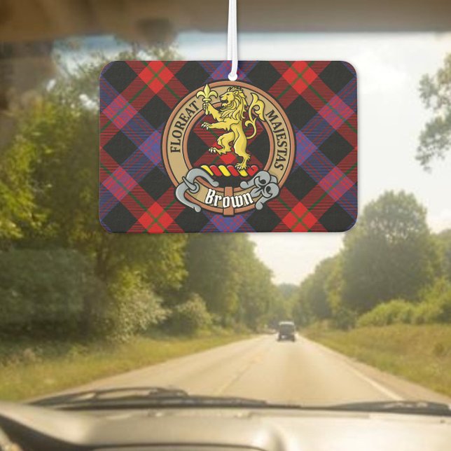 Désodorisant Pour Voiture Clan Brown Crest sur Tartan (Créateur téléchargé)