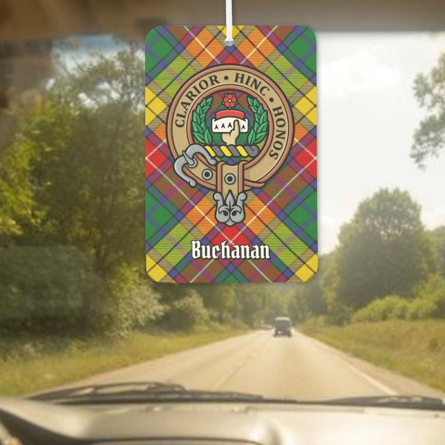 Désodorisant Pour Voiture Clan Buchanan Crest sur Tartan (Créateur téléchargé)