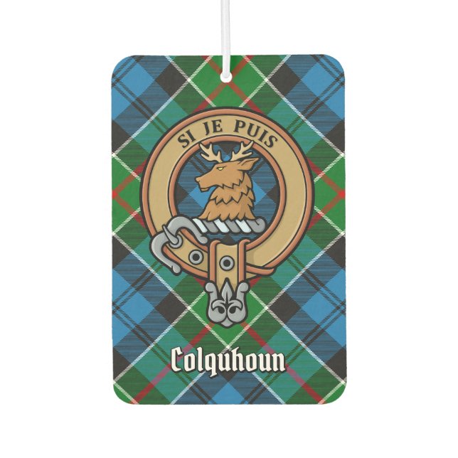 Désodorisant Pour Voiture Clan Colquhoun Crest sur Tartan (Devant)