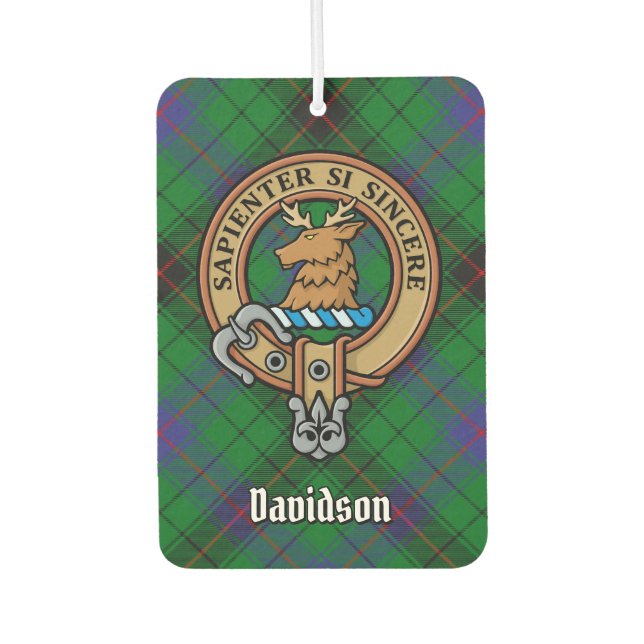 Désodorisant Pour Voiture Clan Davidson Crest sur Tartan (Devant)
