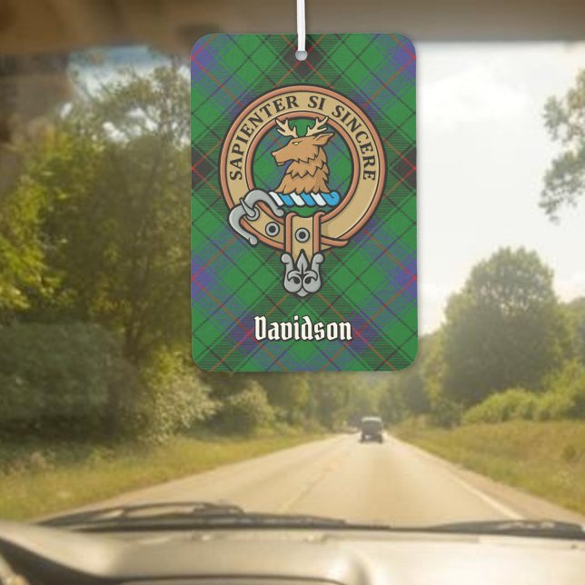 Désodorisant Pour Voiture Clan Davidson Crest sur Tartan (Créateur téléchargé)
