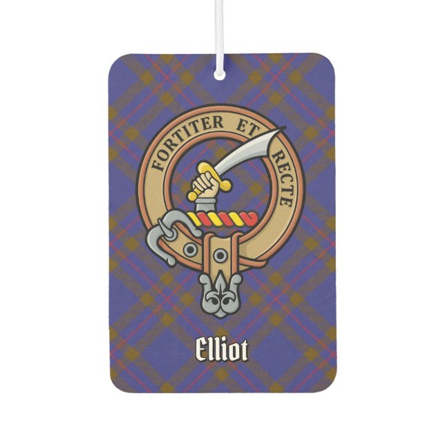Désodorisant Pour Voiture Clan Elliot Crest sur Tartan moderne (Devant)