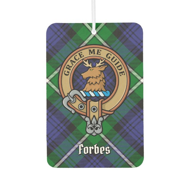 Désodorisant Pour Voiture Clan Forbes Crest sur Tartan (Devant)