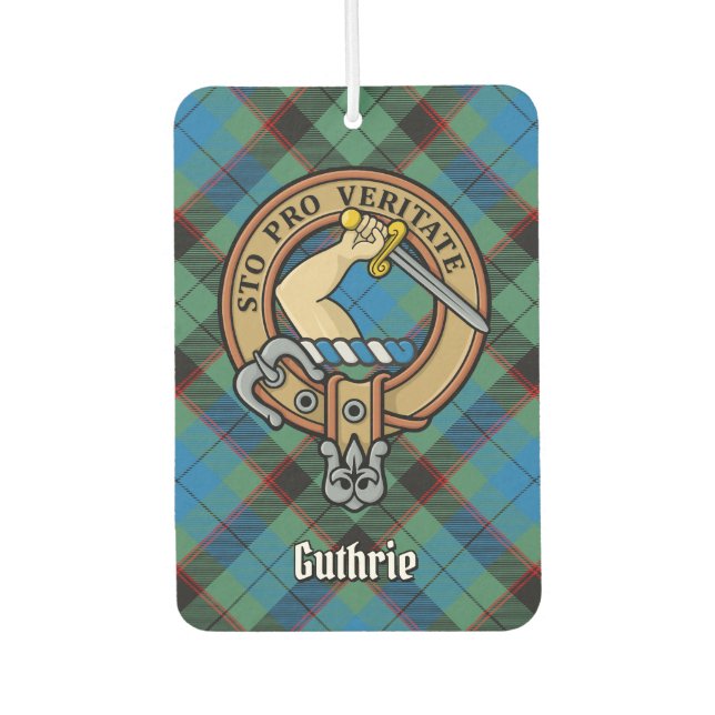Désodorisant Pour Voiture Clan Guthrie Crest sur Tartan (Devant)