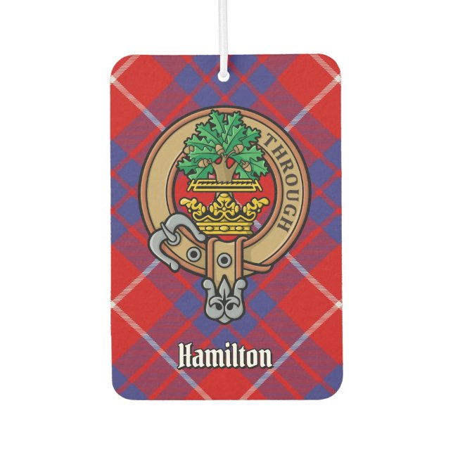 Désodorisant Pour Voiture Clan Hamilton Crest sur Red Tartan Air Freshener (Devant)