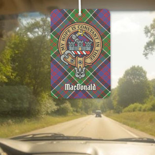 Désodorisant Pour Voiture Clan MacDonald de Clanranald Crest sur Tartan