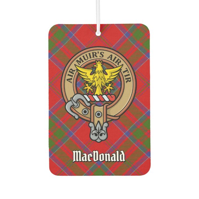 Désodorisant Pour Voiture Clan MacDonald de Keppoch Crest sur Tartan (Devant)