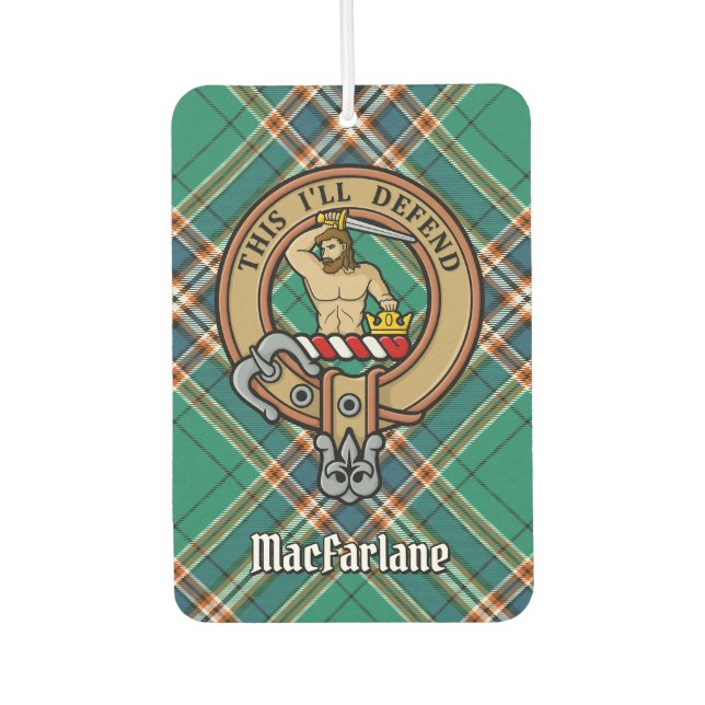 Désodorisant Pour Voiture Clan MacFarlane Crest sur Tartan de chasse antique (Devant)