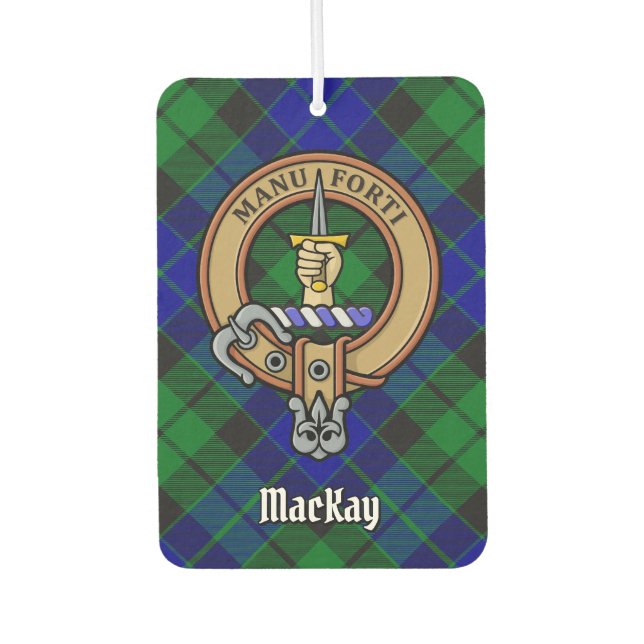 Désodorisant Pour Voiture Clan MacKay Crest sur Blue Tartan (Devant)