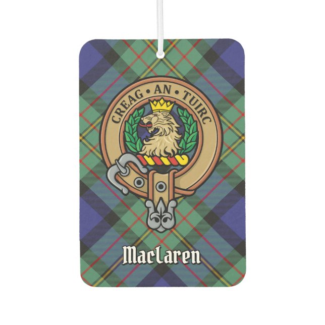 Désodorisant Pour Voiture Clan MacLaren Crest sur Tartan (Devant)