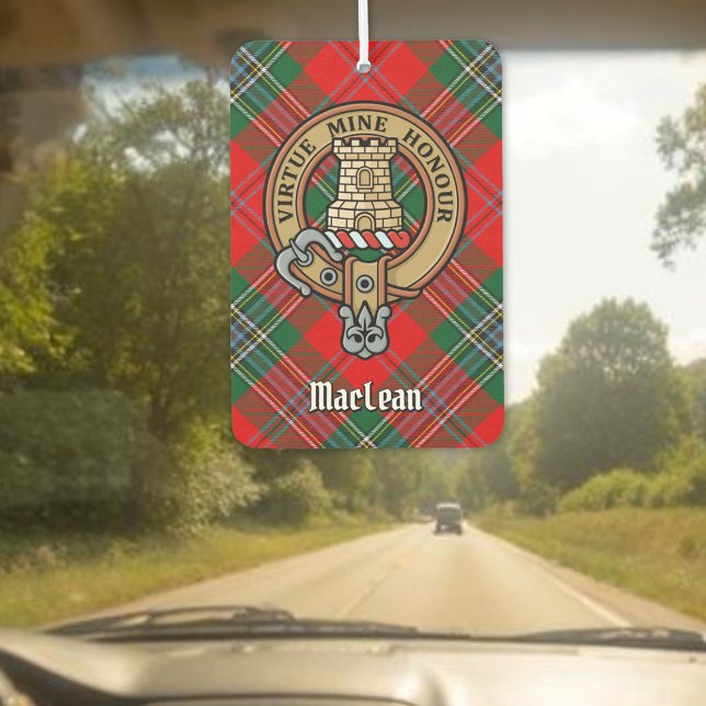 Désodorisant Pour Voiture Clan MacLean Crest sur Tartan (Créateur téléchargé)