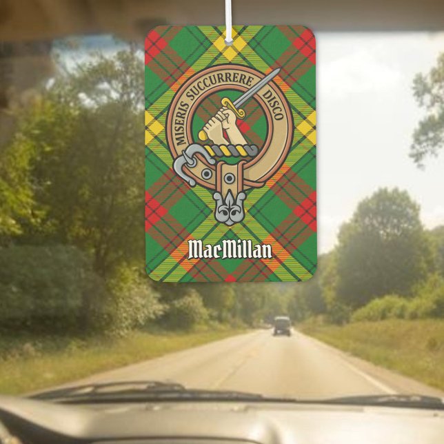 Désodorisant Pour Voiture Clan MacMillan Crest sur Tartan (Créateur téléchargé)