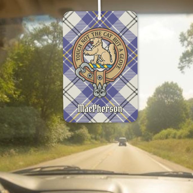 Désodorisant Pour Voiture Clan MacPherson Crest sur la robe bleue Tartan (Créateur téléchargé)