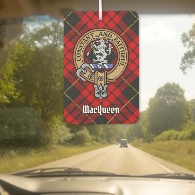 Désodorisant Pour Voiture Clan MacQueen Crest sur Tartan (Créateur téléchargé)