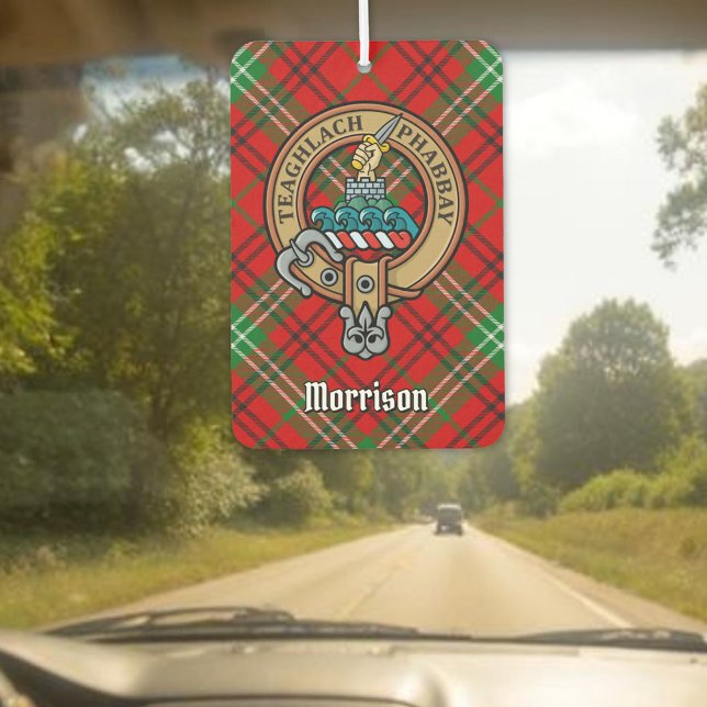 Désodorisant Pour Voiture Clan Morrison Crest sur Red Tartan Air Freshener (Créateur téléchargé)