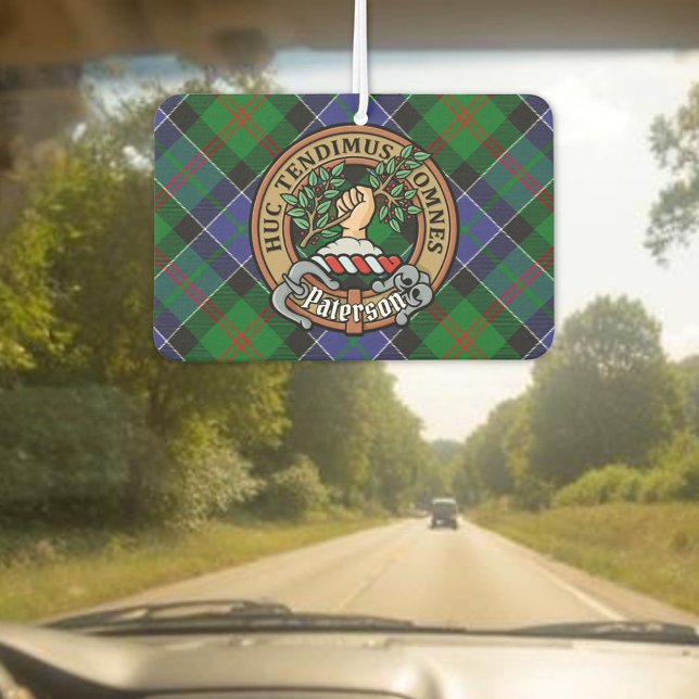 Désodorisant Pour Voiture Clan Paterson Crest sur Tartan (Créateur téléchargé)