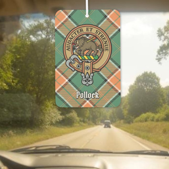 Désodorisant Pour Voiture Clan Pollock Crest sur Tartan (Créateur téléchargé)