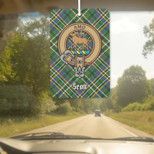 Désodorisant Pour Voiture Clan Scott Crest sur Green Tartan Air Freshener (Créateur téléchargé)