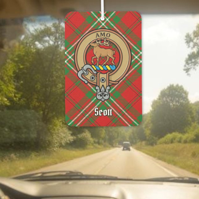 Désodorisant Pour Voiture Clan Scott Crest sur Red Tartan Air Freshener (Créateur téléchargé)
