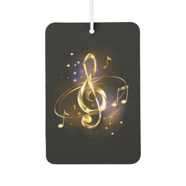 Désodorisant Pour Voiture Clé de Sol Musicale en Or (Devant)