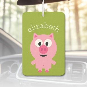 Désodorisant Pour Voiture Cochon de ferme en caricatures - rose et vert citr