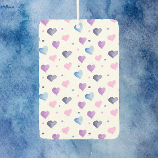 Désodorisant Pour Voiture Coeurs Aquarelle Motif Bleu rose pourpre