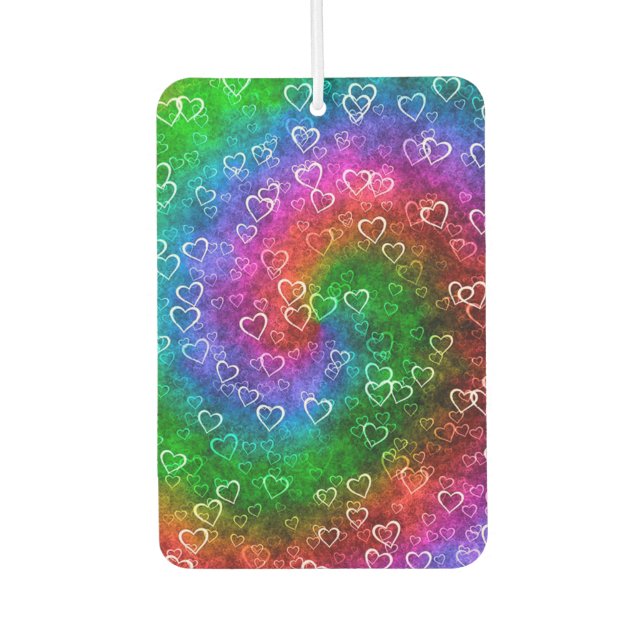 Désodorisant Pour Voiture Coeurs arc-en-ciel (Devant)