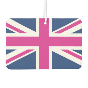 Désodorisant Pour Voiture Coeurs britanniques - Union Jack bleue et rose