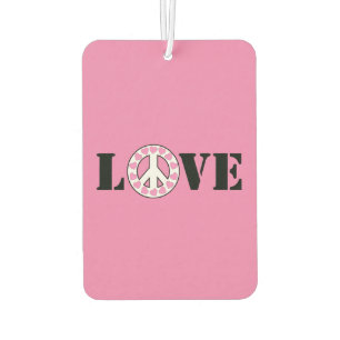 Désodorisant Pour Voiture Coeurs de paix d'amour rose
