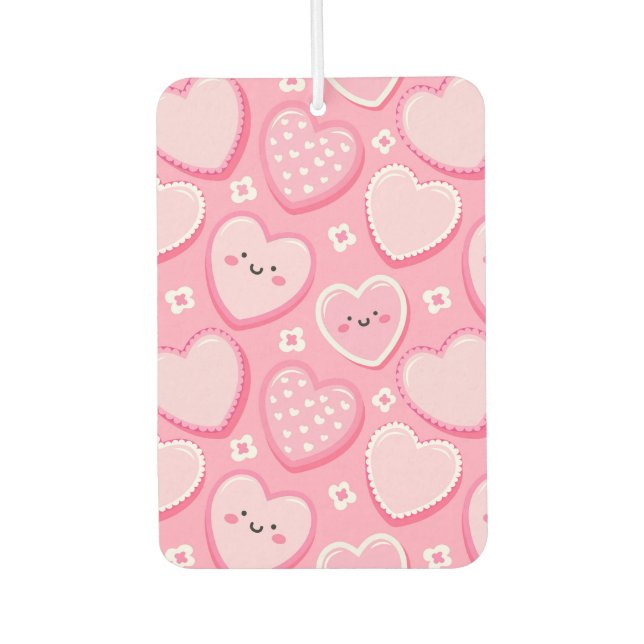 Désodorisant Pour Voiture Coeurs et fleurs roses mignons Air Freshener (Devant)