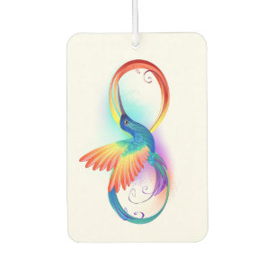 Désodorisant Pour Voiture Colibri arc-en-ciel avec symbole Infinity
