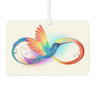 Désodorisant Pour Voiture Colibri arc-en-ciel avec symbole Infinity