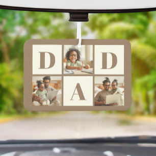 Désodorisant Pour Voiture Collage de photos Papa 3 Typographie marron gras