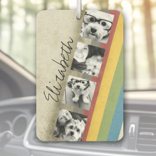 Désodorisant Pour Voiture Collage personnalisé Rustique Arc-en-Ciel Hipster