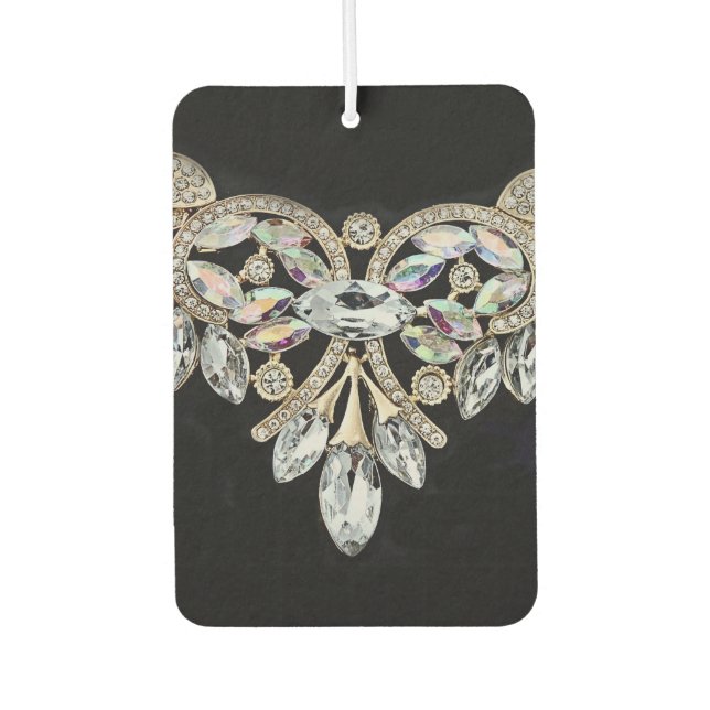 Désodorisant Pour Voiture Collier diamant noir argent élégant (Devant)