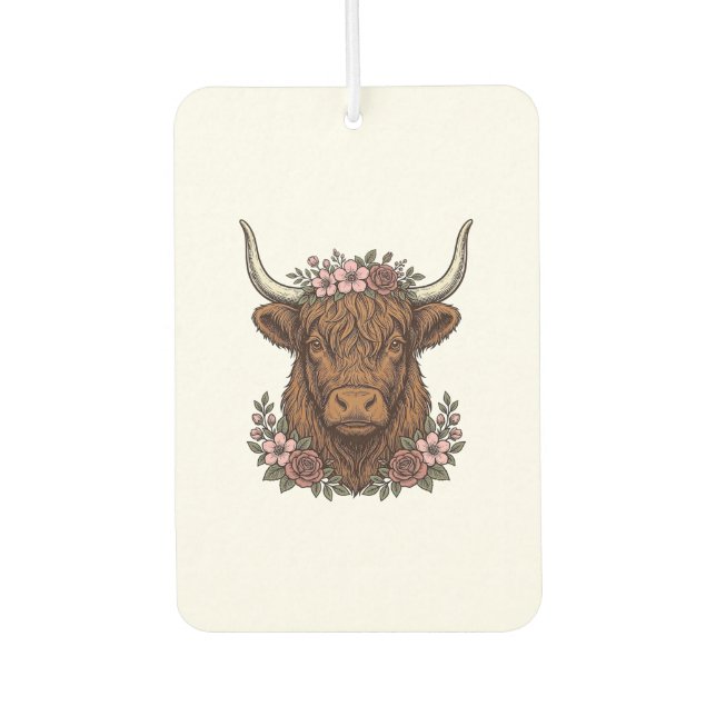 Désodorisant Pour Voiture Conception de chemise vectorielle de vache highlan (Devant)