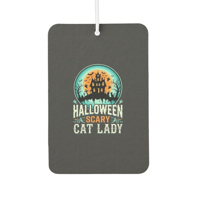 Désodorisant Pour Voiture Conception de maison hantée de dame de chat effray (Devant)