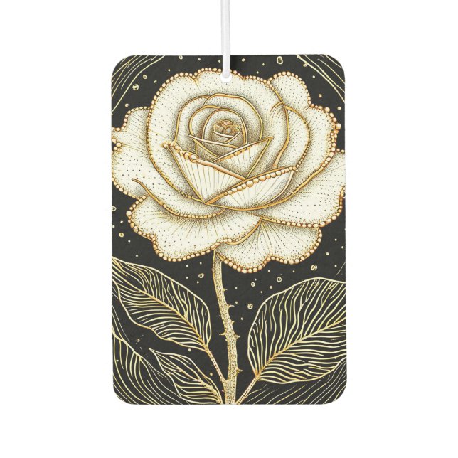 Désodorisant Pour Voiture 🤍 Conception Fleurie Rose Blanche Pour Accessoire (Devant)